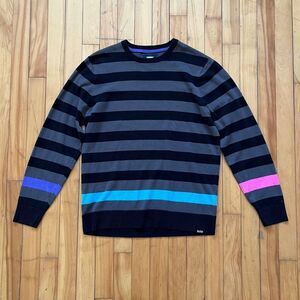 Quiksilver Striped Crew Neck Long Sleeve Sweater Men's Size L G